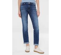 Regular-fit-Jeans SENSES.THE LABEL, Damen, Gr. 30, Länge 32, blau (tiefblau), Material: 78% Baumwolle, 21% Polyester, 1% Elasthan, Abriebeffekte, regular fit, Jeans, mit Kontrast-Steppungen (31965415-