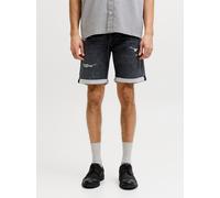 Shorts JACK & JONES "JJIRICK JJICON I.K. SHORTS GE 066 SN", Herren, Gr. M, N-Gr, schwarz denim, Denim/Jeans, Obermaterial: 86% Baumwolle, 13% Polyester, 1% Elasthan, Destroyed-Effekte, normal kniefrei