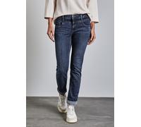 Regular-fit-Jeans STREET ONE, Damen, Gr. 28, Länge 30, blau (authentic indigo wash), Jeans, 79% Baumwolle, 15% Polyester, 4% Elastomultiester, 2% Elasthan, bedruckt, normal, Jeans, Middle Waist (60373