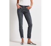Regular-fit-Jeans STREET ONE "Style Jane", Damen, Gr. 33, Länge 30, schwarz steel grau washed, Denim/Jeans, Obermaterial: 82% Baumwolle, 15% Polyester, 3% Elasthan, unifarben, casual, regular fit knöc