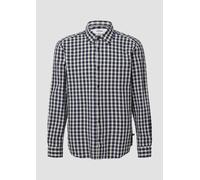 Langarmhemd S.OLIVER, Herren, Gr. XXL, N-Gr, blau (blau check), Web, Obermaterial: 100% Baumwolle, kariert, casual, regular fit taillenbedeckt, Langarm Manschette, Hemden, mit Karo Muster (79468957-XX