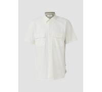 Kurzarmhemd S.OLIVER, Herren, Gr. XXXL, N-Gr, weiß (cloud weiß), Web, Obermaterial: 100% Baumwolle, unifarben, casual, normal hüftbedeckend, Rundhals, Kurzarm, Hemden, mit Brusttaschen (79146947-XXXL)