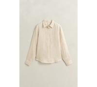 Regular Fit Leinen Bluse mit Streifen Beige 42
