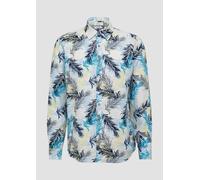 Regular Fit: Leinenhemd mit All-over-Print M blau 2164898.53A2.M