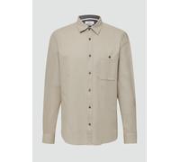 Langarmhemd S.OLIVER, Herren, Gr. L, N-Gr, beige, Piqué, Obermaterial: 100% Baumwolle, unifarben, regular fit normal, Manschette, Hemden, mit Brusttasche (53098550-L) beige