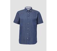 s.Oliver Regular Fit: Strukturiertes Kurzarmhemd aus Baumwolle mit Kentkragen tiefblau 3XL