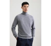 Strickpullover SEIDENSTICKER "Schwarze Rose", Herren, Gr. L, grau, 100% Kaschmir, unifarben, regular fit, ohne Ausschnitt, Pullover Strickpullover, 1/1 Rollkragen Uni (18191031-L) grau