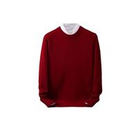 REHJJDFD Herren Kaschmir-Pullover mit O-Ausschnitt, lockerer Strickunterteil, Herbst, Winter, lässiger Pullover, burgunderfarben, XXL