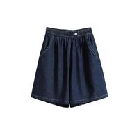 REHJJDFD Lässige Denim-Shorts für Damen, hohe Taille, locker, bequem, kurze Jeans für Damen, dunkelblau, Medium