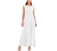 REHJJDFD Weißes ärmelloses langes Maxikleid für Damen, muslimisches Unterkleid, Abaya, islamischer Kaftan, Dubai, türkischer Robe, Ramadan, Kaftan, lässig, Abayas, weiß, Medium