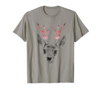 Rehkitz Blumengeweih Boho Hirsch Tier Natur Ästhetisches Design T-Shirt