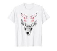 Rehkitz Blumengeweih Boho Hirsch Tier Natur Ästhetisches Design T-Shirt