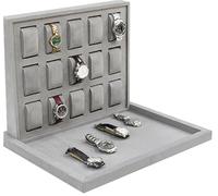 REHOOF Uhrenbox 15 Fächer, Uhrenkasten,Edle Uhrenaufbewahrung Für Uhren, Uhren-Präsentation, Samtfutter, Vertikale Aufbewahrung, Platzsparend, Geschenkidee, Geschenke Für Uhrensammler A