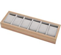 REHOOF Uhrenbox Uhren-Aufbewahrungsbox Mit Großer Kapazität, Schmuck-Display-Box, Uhren-Organizer, Holz-Uhren-Display-Tablett Uhrengehäuse-Display-Organizer Mit Herausnehmbaren Uhrenkissen 6 Grids