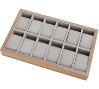 REHOOF Uhrenbox Uhren-Aufbewahrungsbox Mit Großer Kapazität, Schmuck-Display-Box, Uhren-Organizer, Holz-Uhren-Display-Tablett Uhrengehäuse-Display-Organizer Mit Herausnehmbaren Uhrenkissen 12 Grids