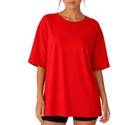 Reichstadt Damen Oversize T-Shirt Baumwolle Locker & Atmungsaktiv | Basic Shirt mit Kurzarm, Rundhalsausschnitt, lässiger Schnitt, bequeme Passform, modischer Look für Alltag