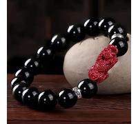 Reichtumsarmband, Feng Shui-Armband, Pixiu-Amulett-Armband, Zinnober-Kristallstein, natürlicher schwarzer Obsidian, Armband for Damen und Herren, Talisman-Edelstein, Reiki-Chakra-Kristall, Quarz-Armba