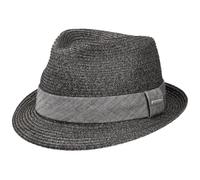 Stetson luftiger Trilby Toyo Strohhut mit Garniturband im Fischgrat-Design Schwarz gemustert, 59/L