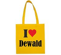 Reifen-Markt Tasche I Love Dewald Größe 38x42 Farbe Gelb Druck Schwarz