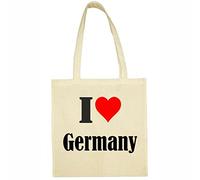Reifen-Markt Tasche I Love Germany Größe 38x42 Farbe Natur Druck Schwarz