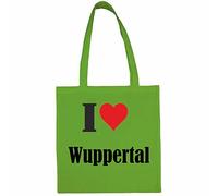 Reifen-Markt Tasche I Love Wuppertal Größe 38x42 Farbe Grün Druck Schwarz