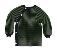 Reiff Baby-Schlüttli aus Bio-Merinowolle - kuschelige Strickjacke mit Knöpfen - Größe 74-80 - Farbe Marine/Apfel
