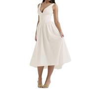 REINNAT Emmelina Baumwoll-Korsett-Sommerkleid, Sommer, V-Ausschnitt, rückenfreies Kleid, Schnürung, fließendes Sommerkleid, Maxikleid, aprikose, XL