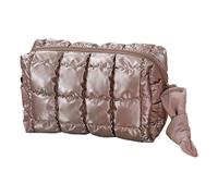 Reise-Kulturbeutel für Damen, gesteppt, Make-up-Tasche, Puffer-Kosmetik, organisiert, großes Fassungsvermögen, für Geldbörse oder Fitnessstudio, gesteppte Kosmetiktasche, braun, Mass Beauty