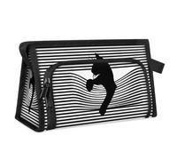 Reise-Kulturbeutel für Damen, Herren, Mädchen, Jungen, Katze, multifunktional, Make-up-Tasche, Kulturbeutel, Kosmetik-Organizer, Duschtasche, Schwarz gestreift, farbe, M, Taschen-Organizer