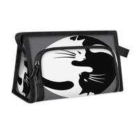 Reise-Kulturbeutel für Damen, Herren, Mädchen, Jungen, Katzendruck, multifunktionale Make-up-Tasche, Kosmetik-Organizer, Duschtasche, Weiß / Schwarz, farbe, M, Taschen-Organizer