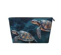 Reise-Kulturbeutel für Damen und Herren, Schildkröte, schwimmen im Meer, Make-up-Tasche, große Kapazität, Kosmetiktasche, wasserabweisend, Kosmetiktasche, silber, Einheitsgröße, Kosmetiktasche