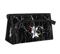 Reise-Kulturbeutel mit Einhorn-Motiv, schwarz, Marmor, für Damen, Herren, Mädchen, Jungen, Einhorn, multifunktional, Make-up-Tasche, Kosmetik-Organizer, Duschtasche, farbe, M, Taschen-Organizer