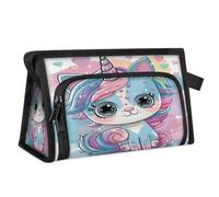 Reise-Kulturbeutel mit niedlicher Katze, Regenbogen-Einhorn, für Damen, Herren, Mädchen, Jungen, multifunktionale Make-up-Tasche, Kosmetik-Organizer, Duschtasche, farbe, M, Taschen-Organizer