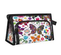 Reise-Kulturbeutel mit Schmetterlingen, für Damen, Herren, Mädchen, Jungen, Blumen, Schmetterlinge, multifunktionale Make-up-Tasche, Kosmetik-Organizer, Duschtasche, farbe, M, Taschen-Organizer