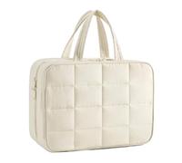 Reise-Kulturbeutel, Schmuckkoffer, tragbare Kosmetiktasche, großes Fassungsvermögen, mehrere Fächer, Klassifizierung, Aufbewahrung, Geschäftsreisen, Zuhause, Büro, Schule, Beige, Größe L