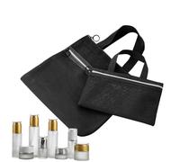 Reise-Kulturbeutel | tragbare Netztasche für den | Kulturbeutel mit Reißverschluss und Griff, 2 Stück für Reisen, Festival, Arbeit, Stadion, Urlaub, Schule, Flugzeug, Konzert, Schwarz