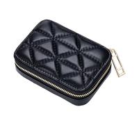 Reise-Make-up-Organizer mit Spiegel, Lippenstift-Aufbewahrungstasche für Damen, kompakte Leder-Kosmetiktasche, 10,5 x 7,5 x 3,5 cm, Schwarz, 1 Stück