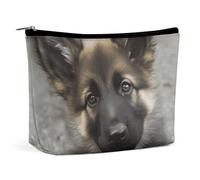 Reise-Make-up-Tasche, große Kapazität, Kosmetiktasche für Damen, wasserdicht, tragbar, Kosmetiktasche, Aufbewahrungstasche, niedliche Giraffe, Blumen, bedruckte Kulturbeutel, Niedlicher Schäferhund