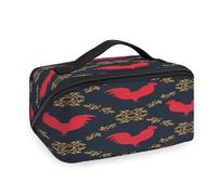 Reise-Make-up-Tasche mit rotem Hahn-Muster, für Damen, Herren, Mädchen, Jungen, Hahn Kulturbeutel, tragbar, Kosmetik, Toilettenartikel, Organizer, Duschtasche