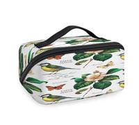 Reise-Make-up-Tasche mit Vögeln für Damen, Herren, Mädchen, Jungen, Blumen, Vögel, Schmetterlinge, Kulturbeutel, tragbar, Kosmetik, Toilettenartikel, Organizer, Duschtasche