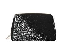 Reise-Make-up-Tasche, Organizer mit Trennwand, tragbar, mit Reißverschluss, Schwarz / Weiß, gold, One Size, Kosmetiktasche