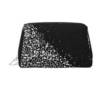 Reise-Make-up-Tasche, Organizer mit Trennwand, tragbar, mit Reißverschluss, Schwarz / Weiß, silber, One Size, Kosmetiktasche