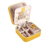 Reise-Schmuckkästchen, Reise-Schmuck-Organizer, kleine Schmuck-Organizer, Geschenk für Mädchen und Frauen, mit Spiegel, Gelb