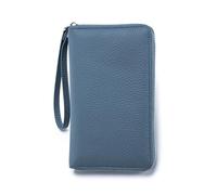 Reisebrieftasche aus Leder, RFID-Reisepasshülle für Reisen, mit Reißverschlusstasche und Geldfach, für sicheres Reisen und Dokumentation, Denim Blau, modisch