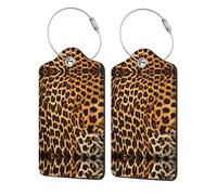Reiseetiketten aus PU-Leder mit Leopardenmuster, für Handtaschen, Gepäckanhänger, 4 Stück