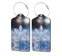 Reiseetiketten aus PU-Leder mit Schneeflocken-Muster, zur Konfiguration von Handtaschen, Gepäckanhänger, 4 Stück