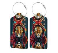 Reiseetiketten mit Leopardenmuster, PU-Leder, zur Konfiguration von Handtaschen, Gepäckanhänger, 4 Stück