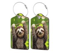 Reiseetiketten mit niedlichem Faultier-Muster, PU-Leder, zum Konfigurieren von Handtaschen, Gepäckanhänger, 2 Stück