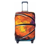 Reisegepäck-Abdeckung, kratzfest, elastisch, dick, Gepäckschutz, waschbar, Basketball, bunt, Skizzen, Genuss, Kofferhülle, passend für 45,7 - 81,3 cm Gepäck, Schwarz , XL