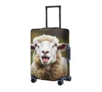 Reisegepäckhülle für Koffer, elastischer Koffer-Schutz, lustige, freche Schafzunge, niedliche Tier-Kofferbezüge, waschbar, staubdicht, Gepäckabdeckungen, passend für 45,7 - 81,3 cm Gepäck, Schwarz , M
